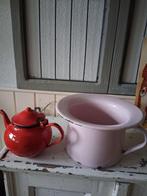 Emaille roze po en rood keteltje, Antiek en Kunst, Ophalen of Verzenden