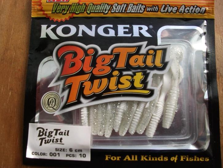 10 stuks Konger Big Tail Twist /kunstaas shad / roofvis shad, Watersport en Boten, Hengelsport | Algemeen, Nieuw, Kunstaas, Ophalen of Verzenden