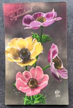 Oude felicitatiekaart met bloemen., Ophalen of Verzenden, 1920 tot 1940, Gelopen, Feest(dag)