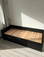Ikea brimnes bedbank met uitschuifbed en ruime laden zwart, Ophalen, 85 tot 100 cm, Gebruikt, Matras