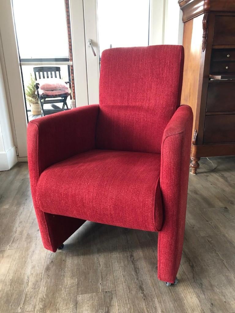 Tweemaal rode woonkamer stoeltjes, Ophalen, Gebruikt, Twee, Stof