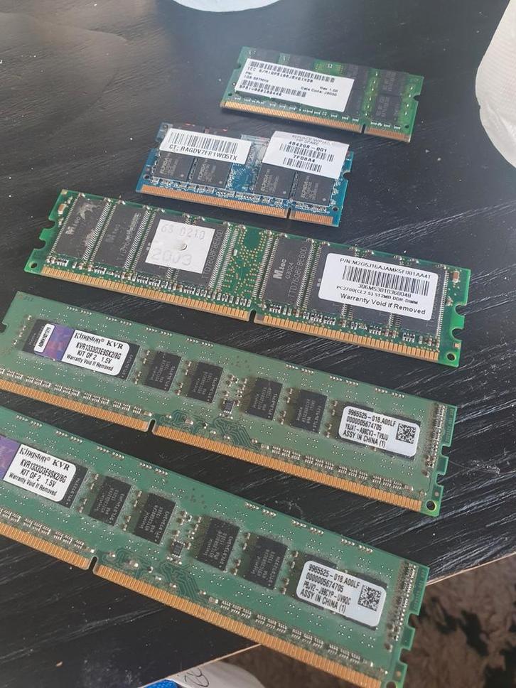 Diverse Geheugenkaarten - DDR, DDR2, DDR3, Computers en Software, RAM geheugen, Gebruikt, Desktop, 1 GB of minder, DDR, Ophalen of Verzenden