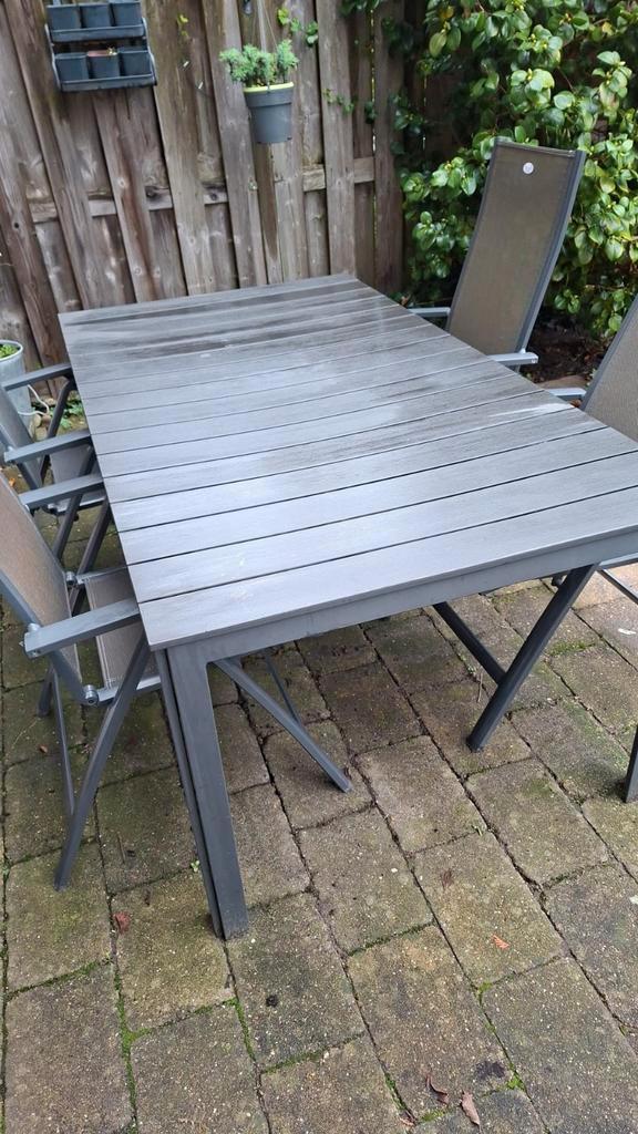 Tuinset Kees Smit tafel + 4 Hartman stoelen, Tuin en Terras, Tuintafels, Ophalen