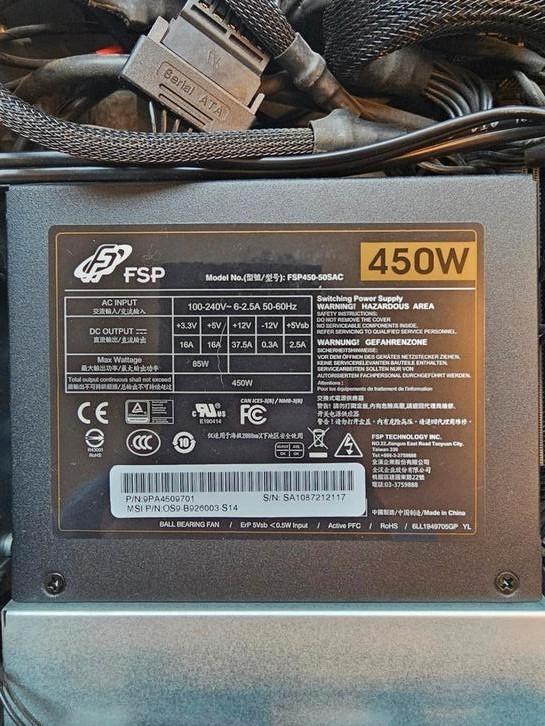 FSP Power Supply Unit (PSU) 450w, Computers en Software, Interne voedingen, Zo goed als nieuw, Ophalen of Verzenden