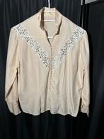 Vintage blouse jaren '60 met kant, parelknoopjes, bloem, Antiek en Kunst, Ophalen of Verzenden, Dames