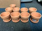 8 mini bloempotjes met schotel, Tuin en Terras, Bloempotten, Ophalen, Rond, Nieuw, Aardewerk