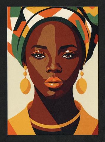 Kunstkaart Afrika African Girl (2). beschikbaar voor biedingen