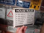 Emaille Bordje - House Rules - Nieuw, Ophalen of Verzenden