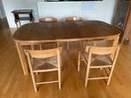 Massief houten uitschuifbare eettafel - deens design, Ophalen, Gebruikt, 100 tot 150 cm, Eikenhout