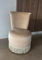 Vintage Beige Rokstoel met Franje en opbergruimte, Ophalen, Gebruikt, Minder dan 75 cm, Vintage