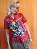 Vintage shirt / overhemd - rood - strip / comic - 36/S, Kleding | Dames, Ophalen of Verzenden, Vintage, Maat 36 (S), Gedragen