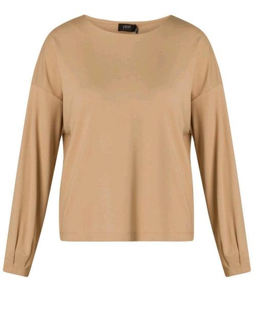 Light taupe longsleeve Vallon van Yesta Maat 50 nu €29,95, Kleding | Dames, Grote Maten, Nieuw, Trui of Vest, Beige, Ophalen of Verzenden