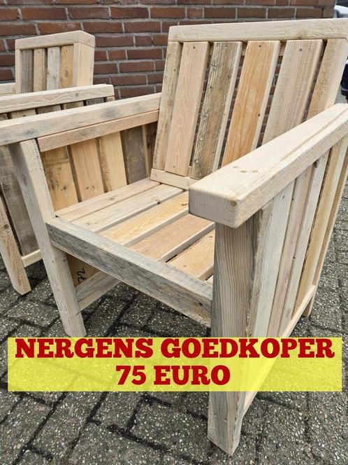 ✅Uniek sloophouten tuinstoelen – Stoer & sfeervol tuinset!, Tuin en Terras, Tuinstoelen, Nieuw, Hout, Ophalen of Verzenden