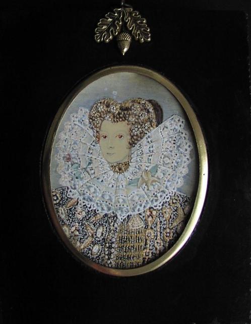 Miniatuur Nr.25 - Elizabeth I - op IV- ANTIEK, Antiek en Kunst, Kunst | Schilderijen | Klassiek, Ophalen of Verzenden