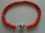 Bloedkoralen armband met zilveren slot, Verzenden, Zilver, Armband, Met edelsteen
