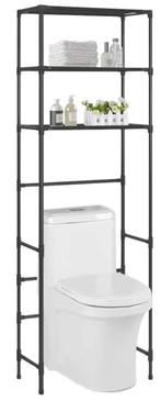 Opbergrek voor boven toilet 3-laags 53x28x169 cm zwart, Ophalen of Verzenden, Zo goed als nieuw