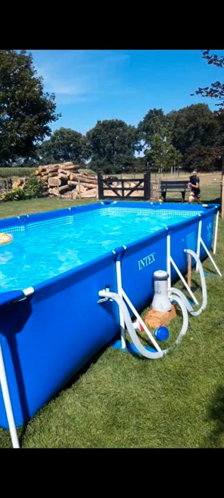 Intex zwembad 450x220x84cm, Tuin en Terras, Zwembaden, Gebruikt, Opzetzwembad, 80 tot 120 cm, 400 cm of meer, 200 tot 300 cm, Rechthoekig