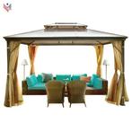 Terrasoverkapping - Paviljoen met Dubbel Dak en Gaas, Tuin en Terras, Niet ingevuld, Nieuw, Paviljoen, Niet ingevuld