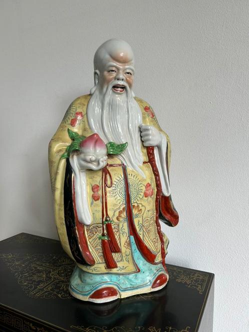 Groot gemerkt beeld van de Chinese geluksgod Shou Xing, Antiek en Kunst, Kunst | Niet-Westerse kunst, Ophalen