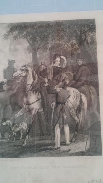 'Togtje naar ter Ledesteijn', oude gravure uit 1838. beschikbaar voor biedingen