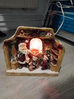 Kersthuisje kerstman bij openhaard met verlichting, Diversen, Kerst, Ophalen of Verzenden, Gebruikt