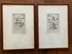 Twee etsen van F. Robson: Windsor Castle & Edinburgh Castle, Ophalen of Verzenden