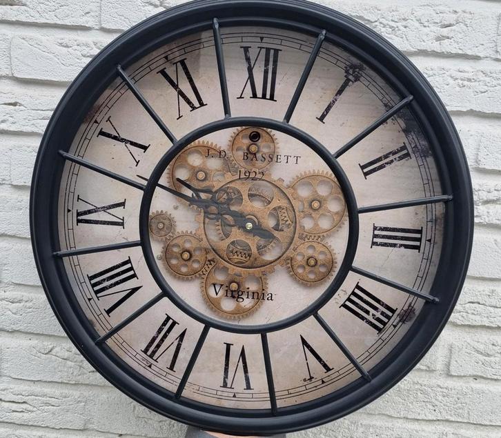 Wandklok, industrieel, Loods5, Huis en Inrichting, Woonaccessoires | Klokken, Gebruikt, Wandklok, Ophalen