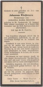 Johannes Kluijtmans 1859 St. Oedenrode + 1946 aldaar, 87 jr, Verzenden