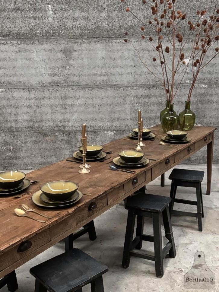 Antieke boerentafel met laden lengte 316 cm, Huis en Inrichting, Tafels | Eettafels, Zo goed als nieuw, 50 tot 100 cm, 200 cm of meer