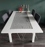Witte uitschuifbaar eettafel, Huis en Inrichting, Tafels | Eettafels, Ophalen, Gebruikt, 100 tot 150 cm, 50 tot 100 cm