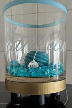 Windlicht met aqua blauw interieur, Ophalen of Verzenden, Zo goed als nieuw