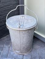 Antieke Zinken Prullenbak / Bloembak, Tuin, Gebruikt, Minder dan 60 cm, Rond