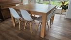 Te koop: vierkante teak tafel, Huis en Inrichting, Tafels | Eettafels, Ophalen, Vierkant, Zo goed als nieuw, Vijf personen of meer