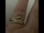 Vintage gouden ring slang edelstenen robijn saffier 14 kar, Verzenden, Met edelsteen, Dame, Goud