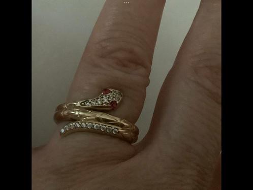 Vintage gouden ring slang edelstenen robijn saffier 14 kar, Sieraden, Tassen en Uiterlijk, Ringen, Zo goed als nieuw, Dame, Kleiner dan 17