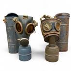 Originele Franse gasmaskers – WOI & WOII + bijbeh. draagbus, Ophalen of Verzenden, Landmacht, Overige gebieden, Overige typen