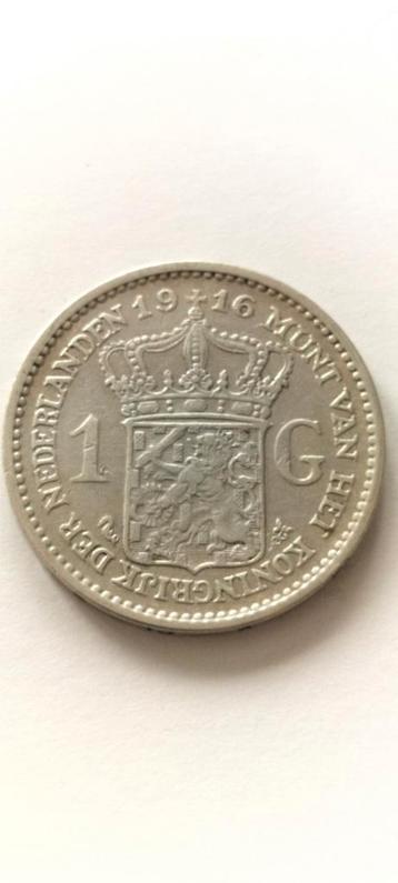 Zeldzame 1 Gulden 1916 - Koningin Wilhelmina beschikbaar voor biedingen