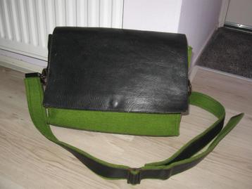 WEIDESIGN bijzondere tas zwart leer groen vilt goede staat beschikbaar voor biedingen