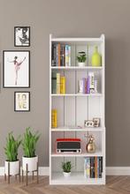 Boekenkast - Wit en Bruin- Opbergrek Met 6 Planken, Ophalen, Nieuw, 50 tot 100 cm, 150 tot 200 cm