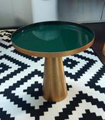 Groene metalen bijzettafel met gouden voet, 45 tot 60 cm, Minder dan 55 cm, Metaal of Aluminium, Rond