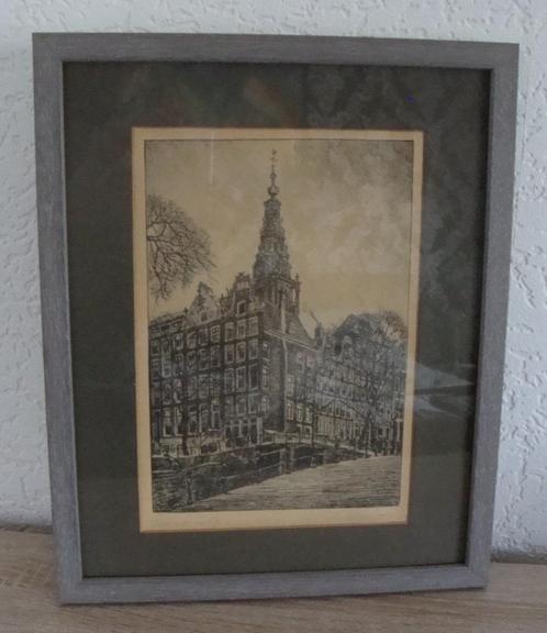 Louis Landre '' raamgracht Amsterdam '' - nieuw ingelijst, Antiek en Kunst, Kunst | Tekeningen en Foto's, Ophalen of Verzenden