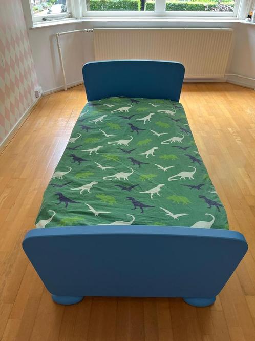 Ikea mammut kinderbed blauw, Kinderen en Baby's, Kinderkamer | Bedden, Gebruikt, 160 tot 180 cm, 70 tot 85 cm, Lattenbodem, Matras
