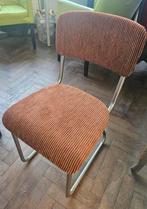 Vintage Stoelen - Bruin Ribstof, Opnieuw Bekleed. Gispen?, Huis en Inrichting, Stoelen, Twee, Bruin, Vintage, Ophalen of Verzenden