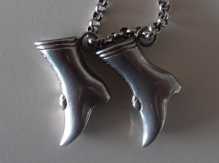 ZILVEREN JASSERON KETTING MET BREIDOPPEN (LAARSJES), Antiek en Kunst, Antiek | Goud en Zilver, Zilver, Verzenden