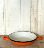 Emaille oud oranje vet schaaltje / vetpannetje, Ophalen of Verzenden