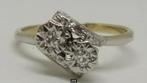 Antieke Art Deco ring goud en platina met Diamant (0,10 ct), Verzenden, Goud, Ring, Met edelsteen