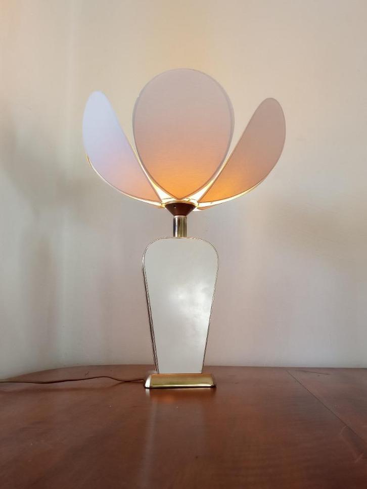 Retro vintage franse tafellamp, 70s design Disdeot, Huis en Inrichting, Lampen | Tafellampen, Gebruikt, Minder dan 50 cm, Glas