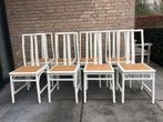 Eetkamerstoelen 8 stuks, Vijf, Zes of meer stoelen, Riet of Rotan, Gebruikt, Wit