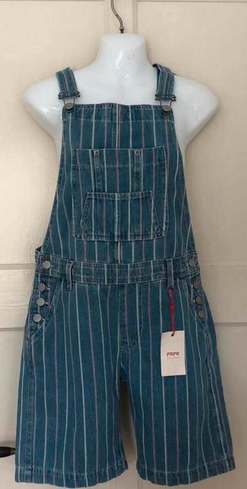 Pepe Jeans gestreepte tuinbroek | S | blauw/roze | nieuw beschikbaar voor biedingen