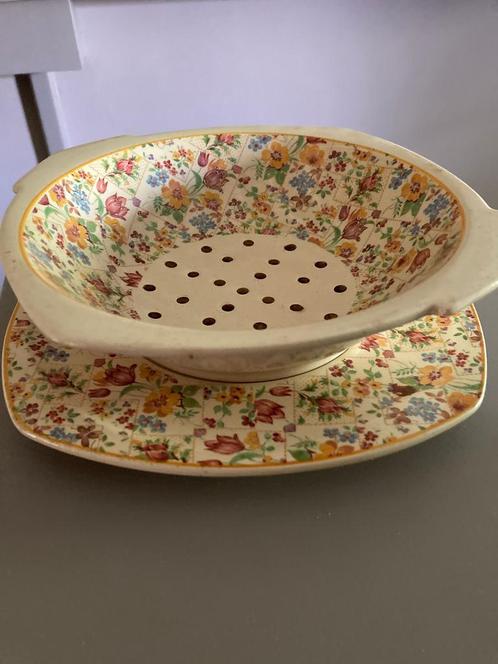 Sociétè Céramique Fruittest ( fruitschaal) Mille fleurs, Antiek en Kunst, Antiek | Servies compleet, Ophalen of Verzenden